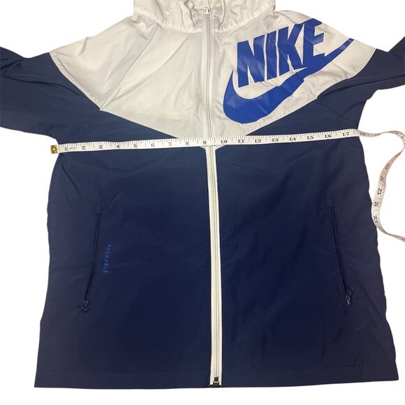 Nike Big Kids Boys Windrunner Jacket Navy White Blue Logo Hooded Full Zip Sz M - Picture 14 of 16